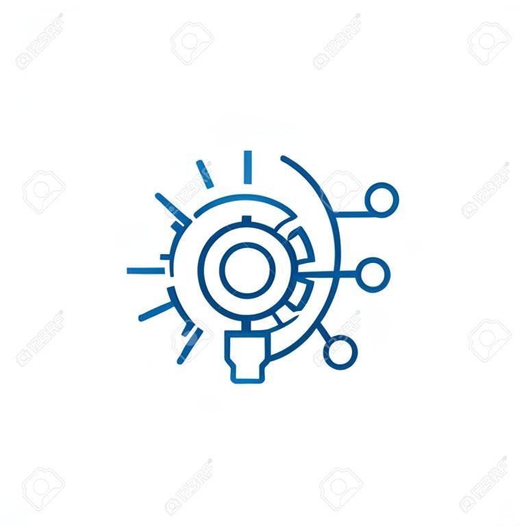 Ikona koncepcja linii systemu inżynierii. Inżynieria system płaski wektor stronie internetowej znak, symbol konspektu, ilustracja.