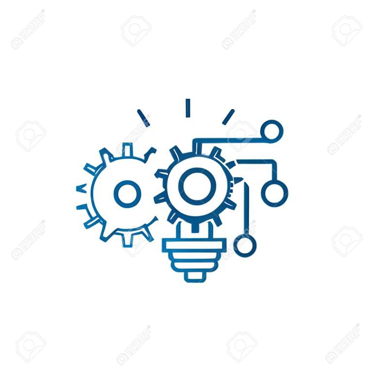 Ikona koncepcja linii systemu inżynierii. Inżynieria system płaski wektor stronie internetowej znak, symbol konspektu, ilustracja.