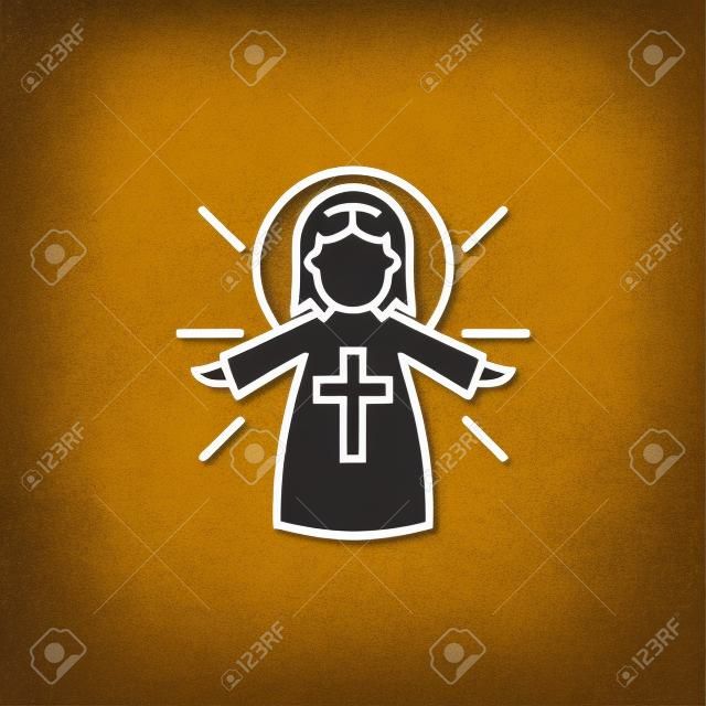 Religious angel line concept icon. Religious angel flat  vector website sign, outline symbol, illustration.