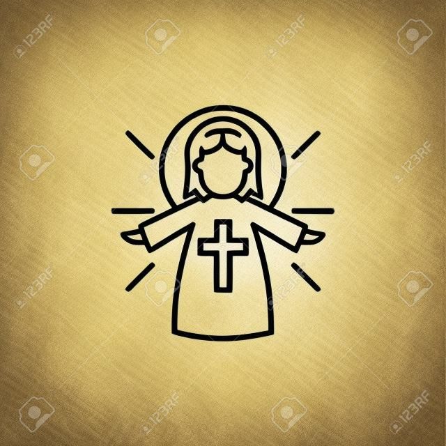 Religious angel line concept icon. Religious angel flat  vector website sign, outline symbol, illustration.