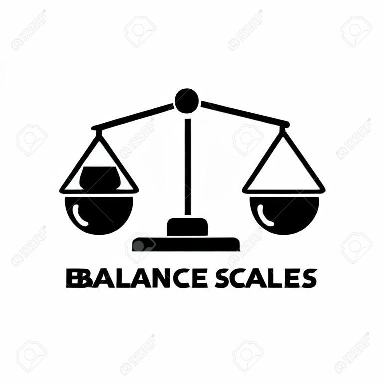 balance scales icon, black vector sign with editable strokes, concept illustration