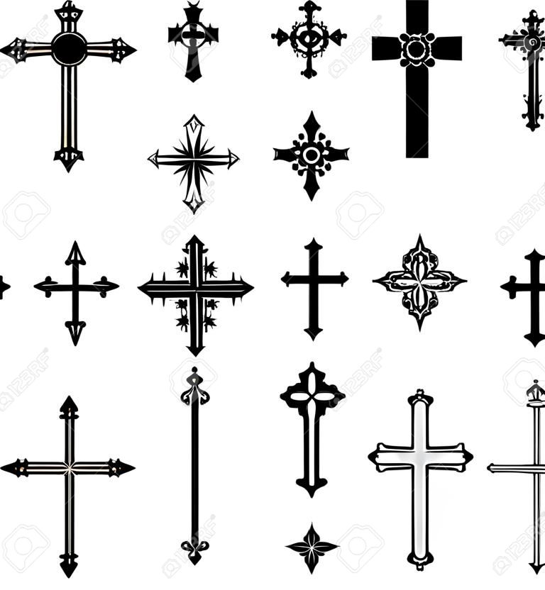 原向量插圖：宗教的交叉設計集合