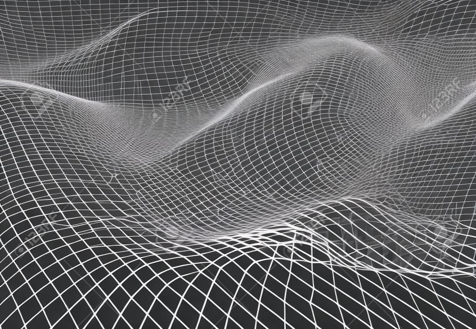 抽象的な 3 d ワイヤ フレーム波表面科学的な背景