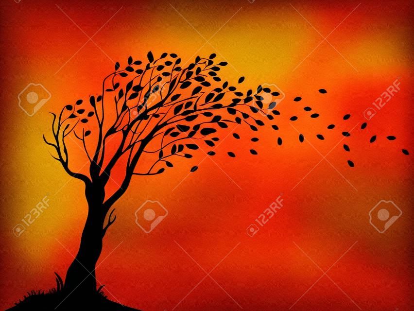 Ilustración de la silueta del árbol de otoño