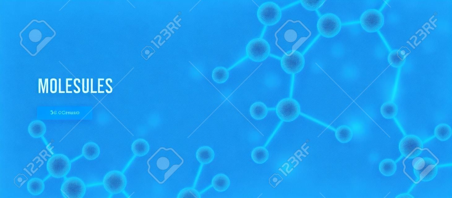 3d модель атома структура молекулы сетки на синем фоне. Баннеры с дизайн синий молекул. Атомы. Медицинский фон для баннера или листовку.