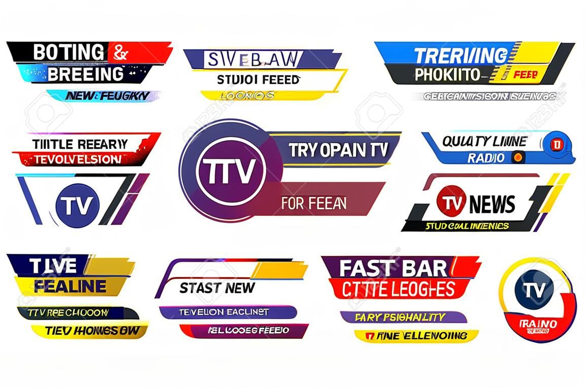 テレビタイトルのニュースバーのロゴ、ニュースフィード、テレビ、ラジオチャンネル。