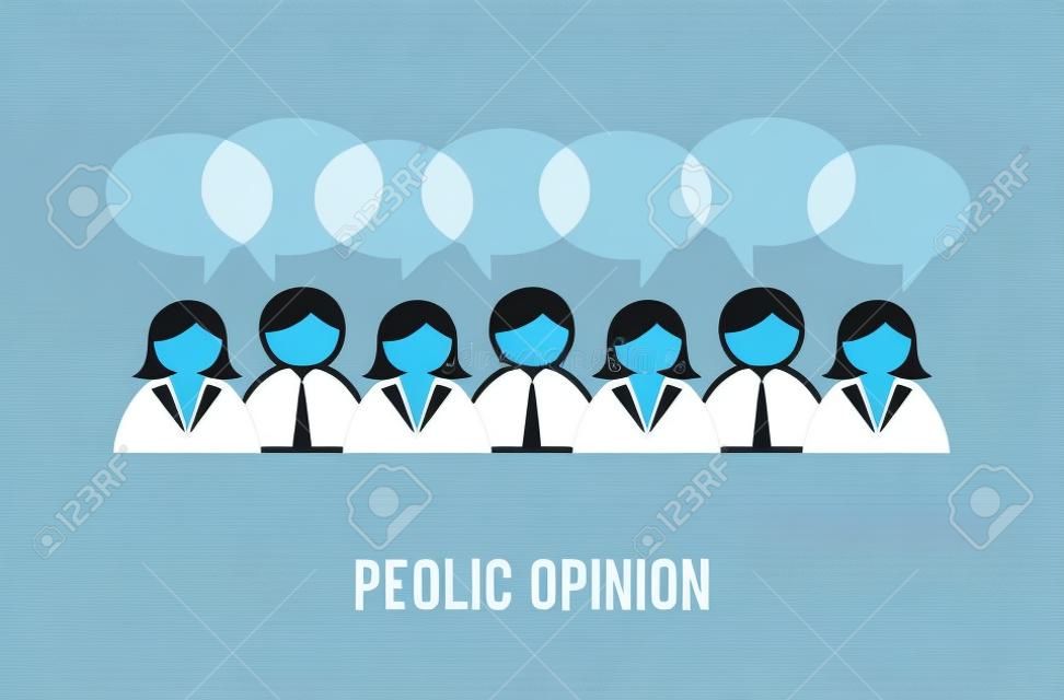 Ilustración vectorial de varias personas iconos comparten sus opiniones.