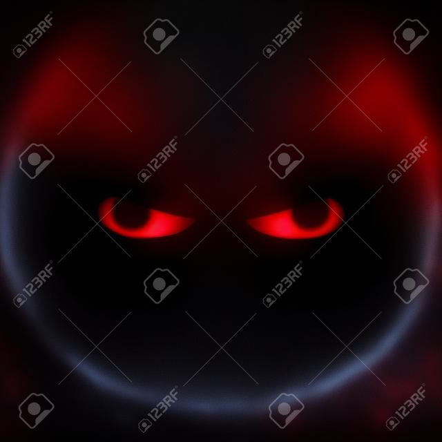 illusration des yeux rouges en colère dans l'obscurité