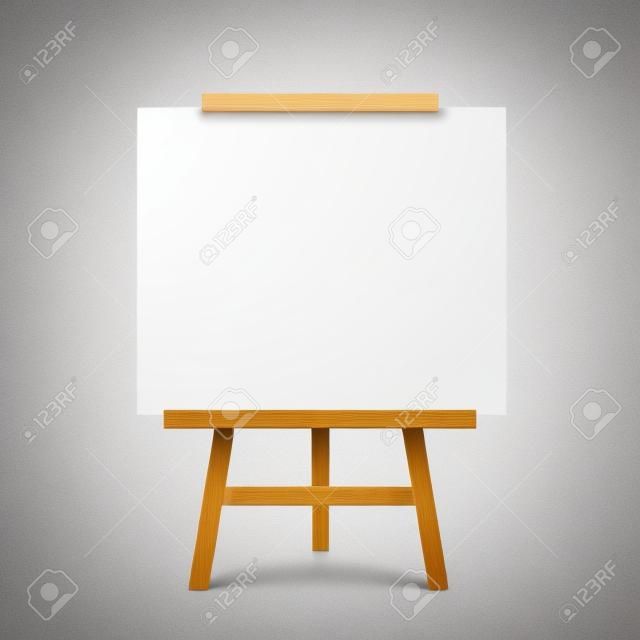 illustration of wooden flip chart with paper white color on white background