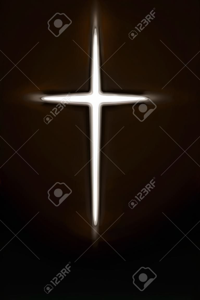 cruz de luz blanca en la oscuridad