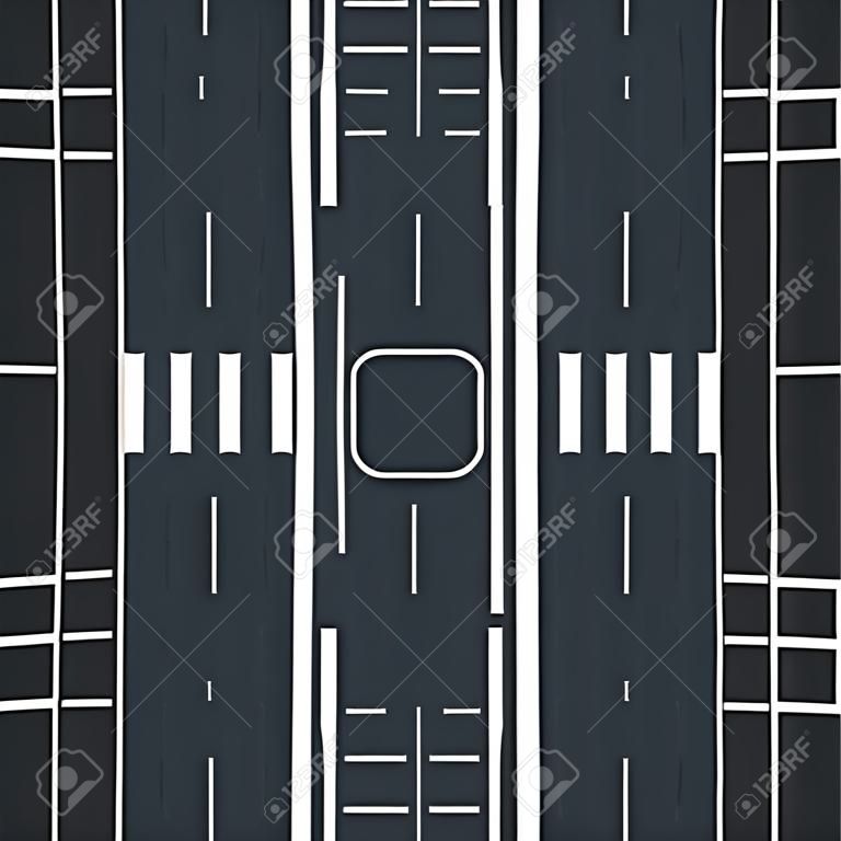 weißer Zebrastreifen durch Straßenansicht von oben
