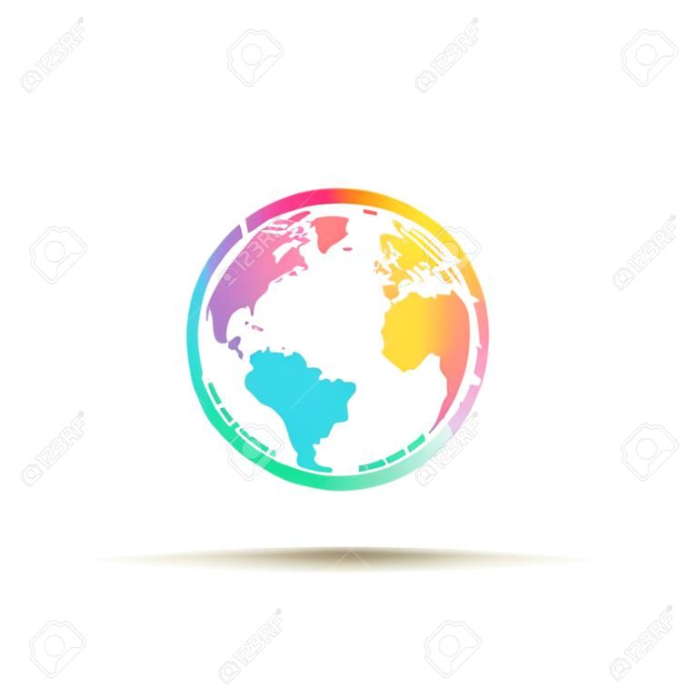 Earth logo. Globe logo pictogram. Abstract globe logo template. Ronde bol vorm en aardbol symbool, technologie pictogram, geometrische globe logo.