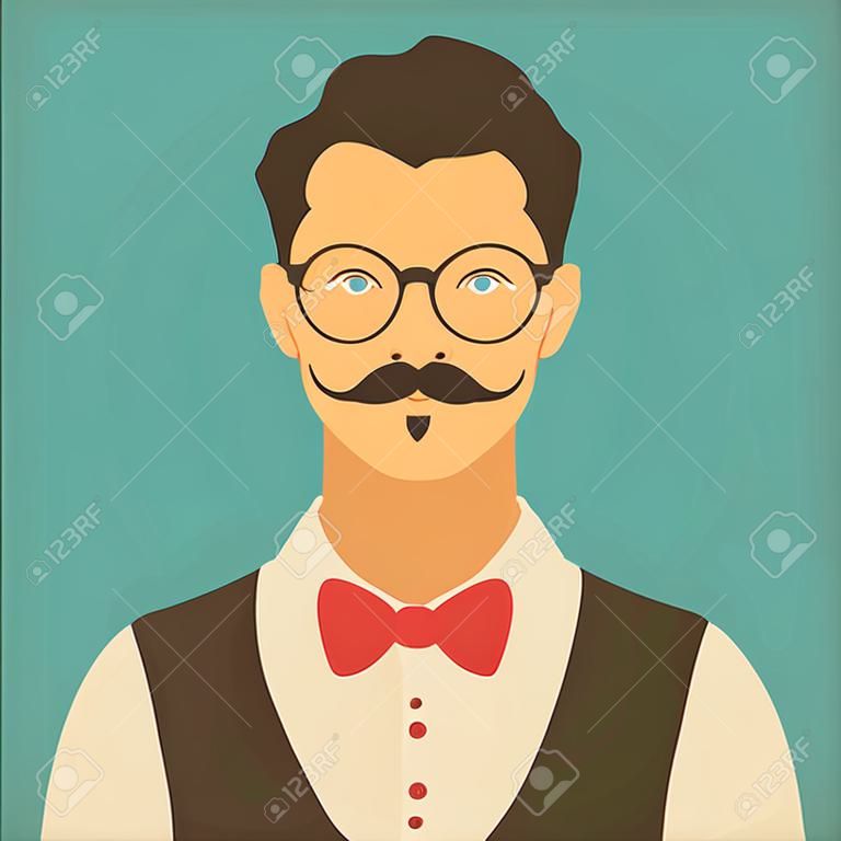 flat hipster character. stylish young guy with glasses. avatar icon. man vector illustration. eps10