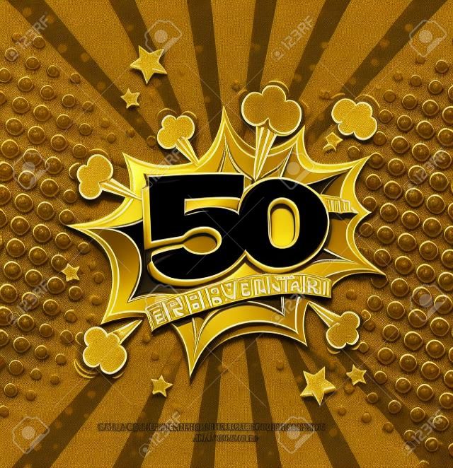 50th anniversary emblem. Fifty years anniversary celebration symbol