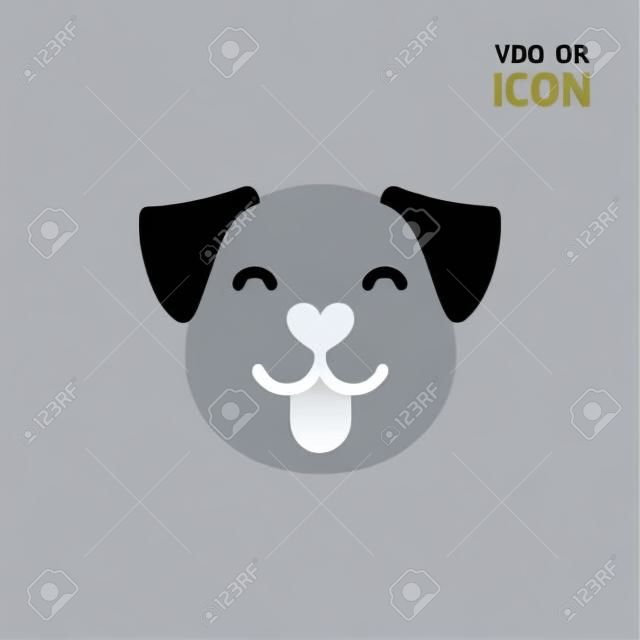 狗头图标。平面样式。卡通狗脸。在白色隔绝的传染媒介例证。轮廓简单。动物标识概念。标志设计模板。