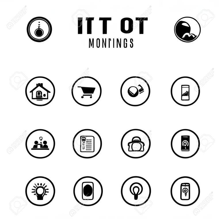 IOT icons set. Internet of things pictogram collection. Smart system remote monitoring and control. Vector illustration isolated on white background