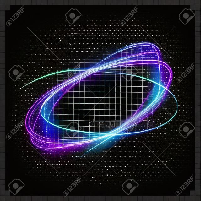 Magic round frame. Glow light effect. Swirl trail effect isolated on transparent background. White Glowing rings. Flash, sparkles. Light circles. Vector illustration.