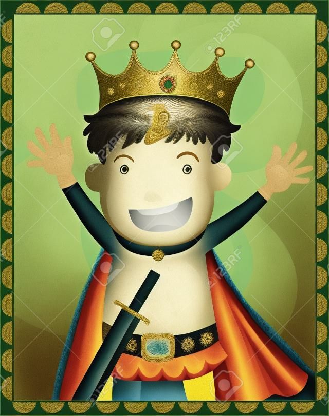 Ilustración del joven rey en un marco de