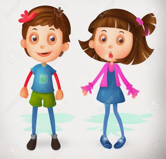 Ilustracja szczegółowego chłopca i dziewczyny