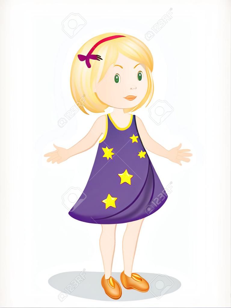 Illustration of a young girl wearing starry dress
