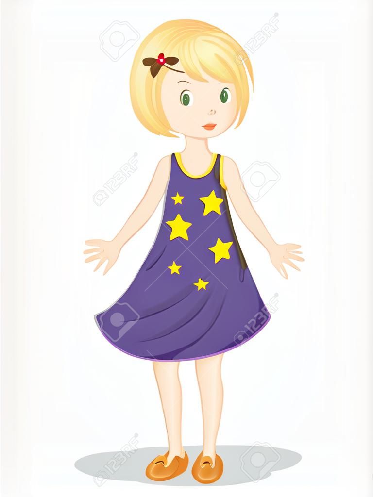 Illustration d'une jeune fille en robe étoilée