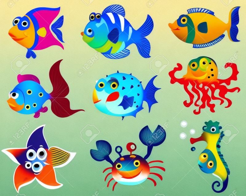 Illustration of tropical fish collection