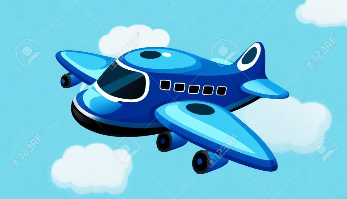 Illustration of a plane in blue sky