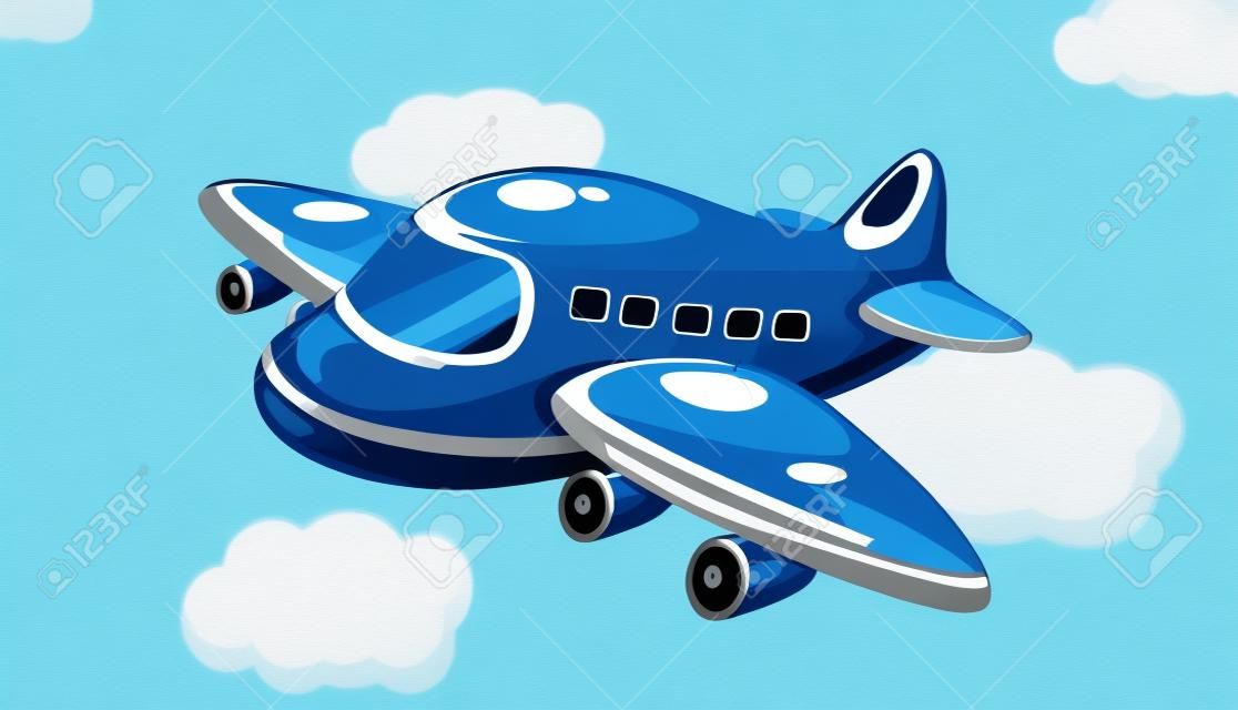 Illustration of a plane in blue sky