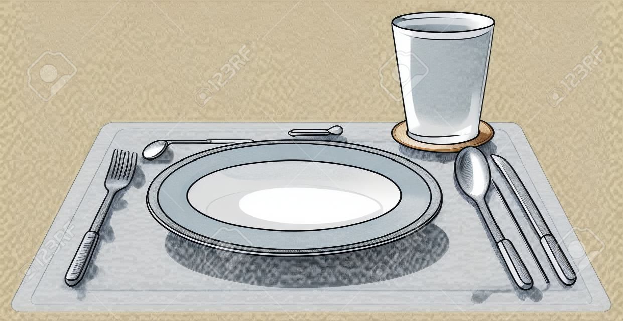 illustration of a set table