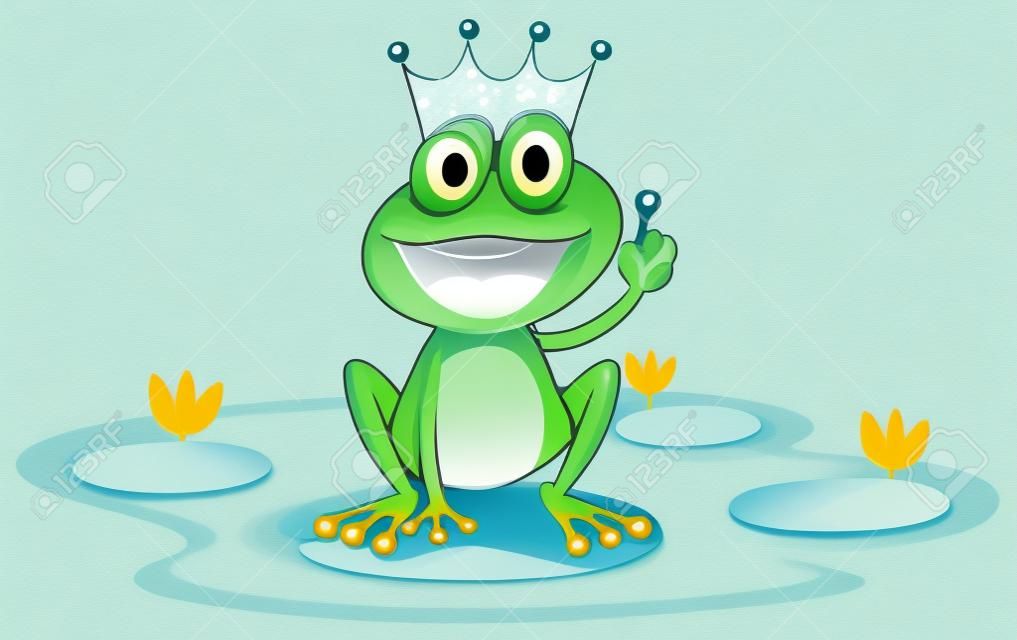 illustration d'une grenouille et un d'eau sur un fond blanc