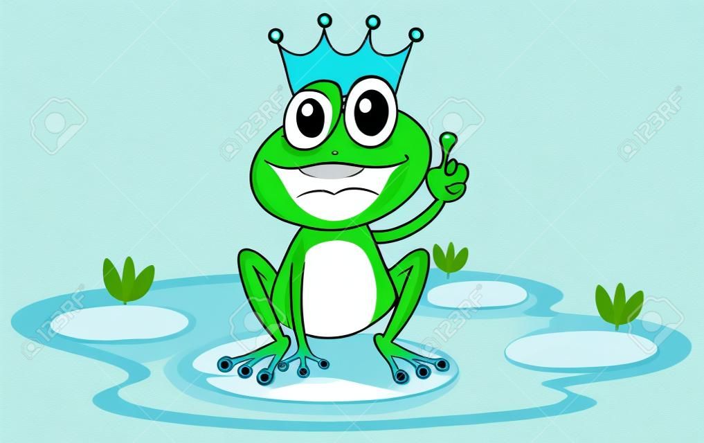 illustration d'une grenouille et un d'eau sur un fond blanc