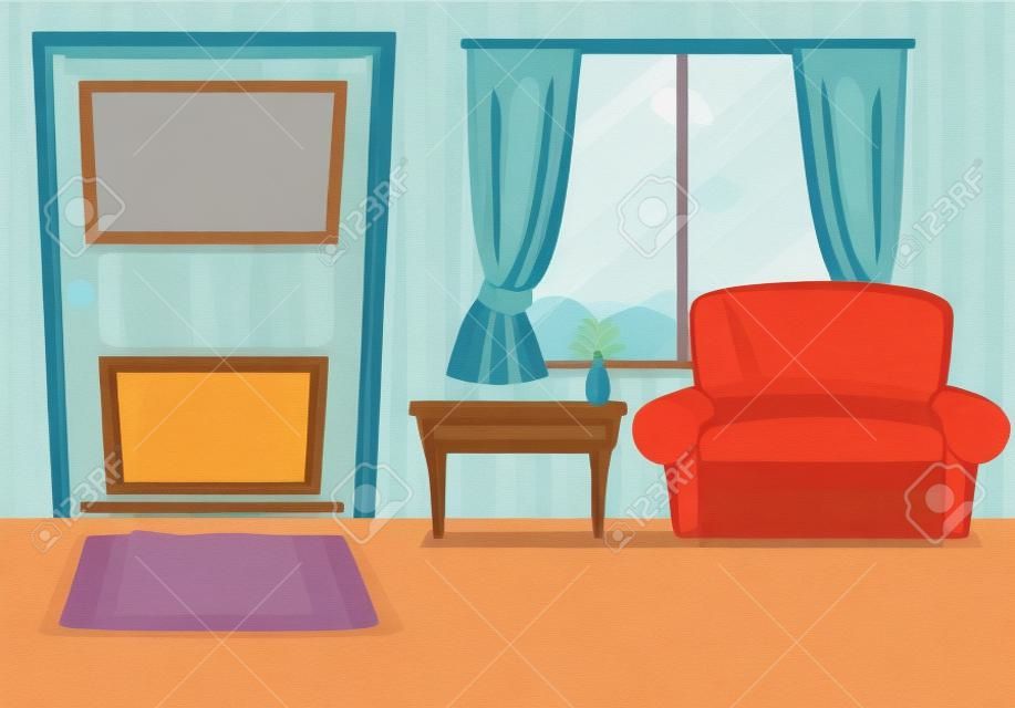 Ilustração de uma sala de estar vazia