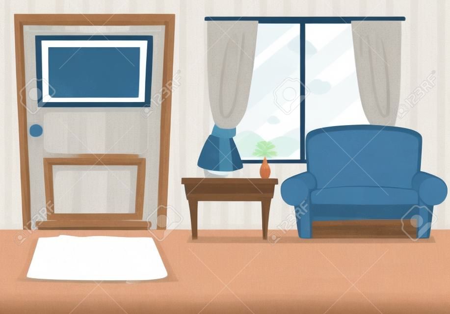 Ilustração de uma sala de estar vazia