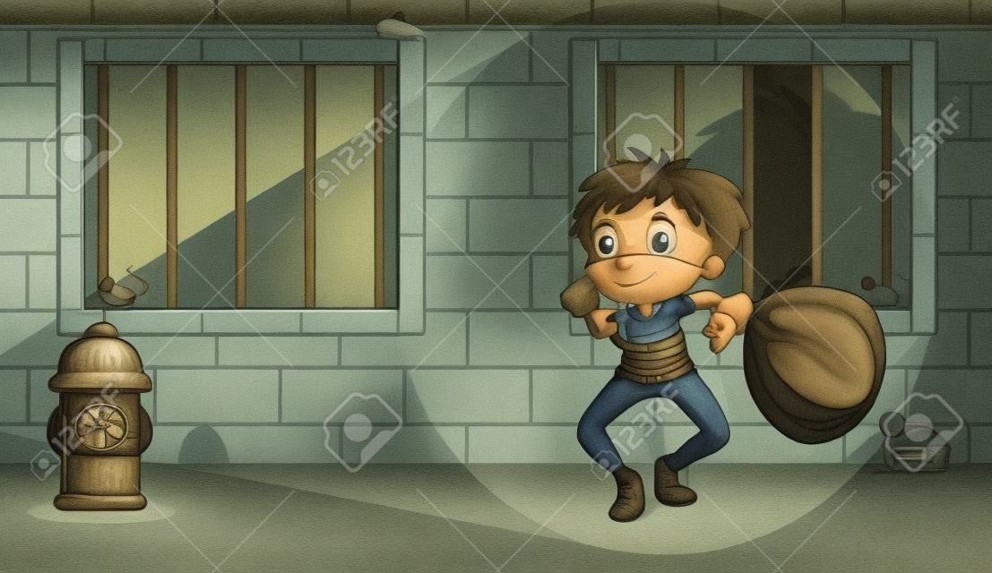 Illustrazione di un ladro in prigione