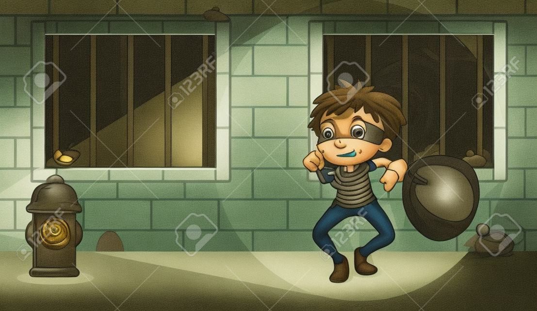 Illustrazione di un ladro in prigione