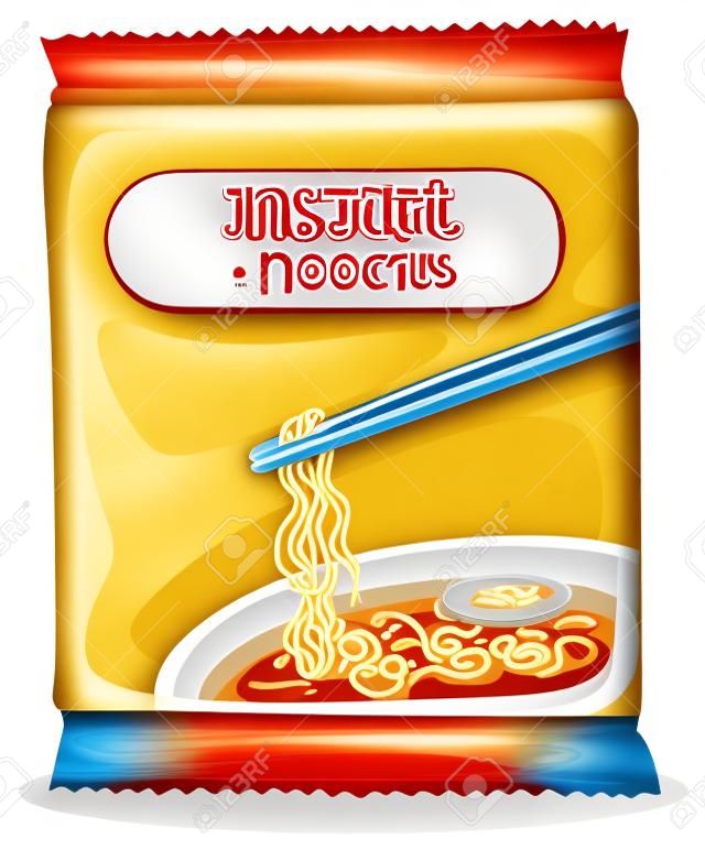 Illustration of a pack of an instant noodles on a white background