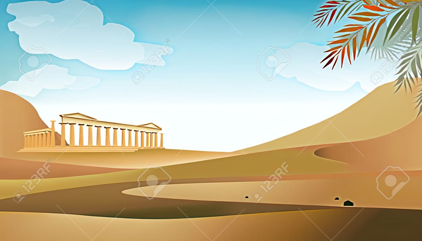 Illustrazione del Partenone nel deserto