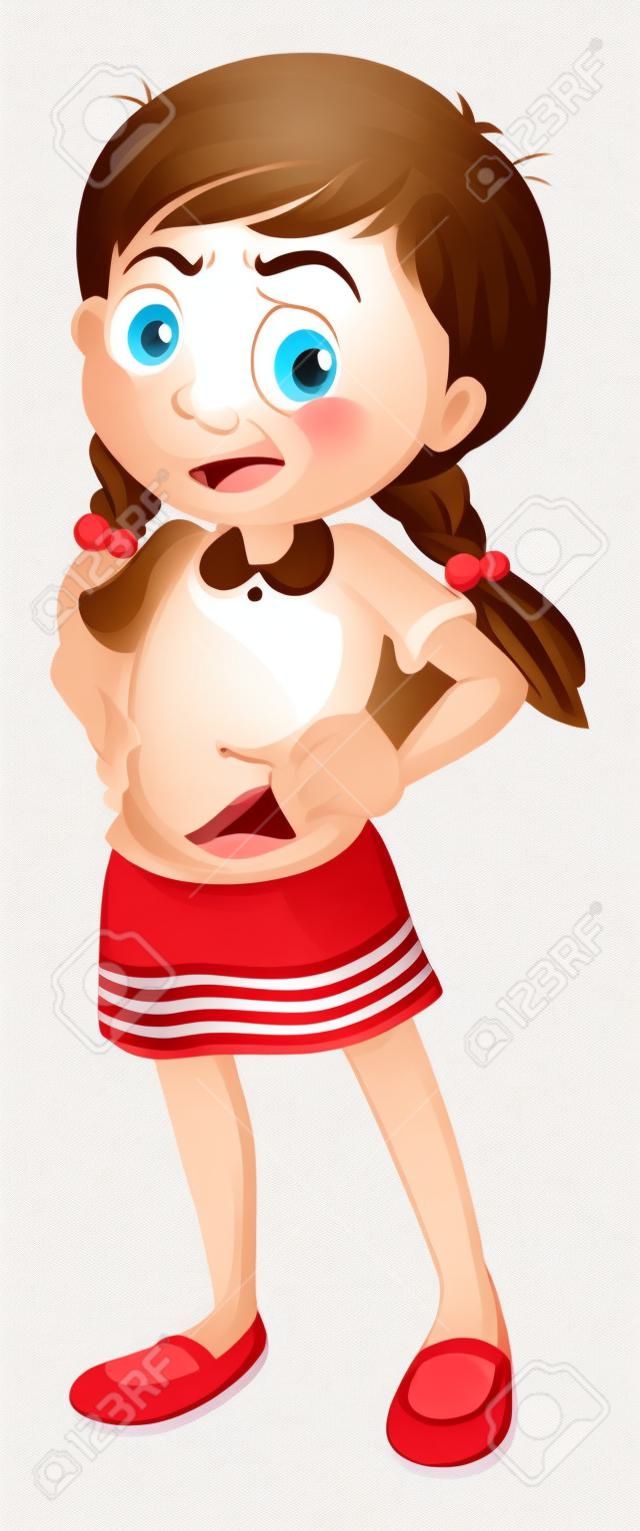 Illustrazione di una bambina arrabbiata su uno sfondo bianco