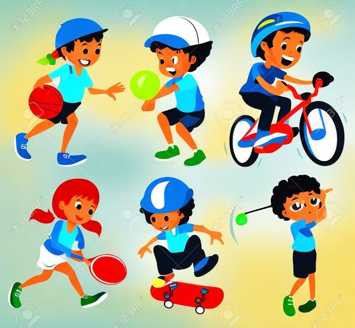 Illustration der Kinder, die Sport-