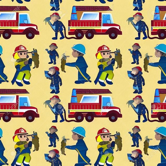 Illustration d'un camion de pompiers et de feu continu