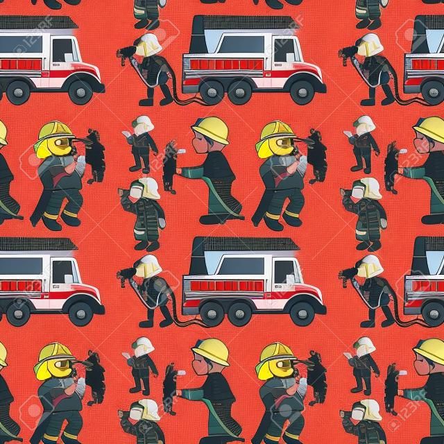 Illustration d'un camion de pompiers et de feu continu