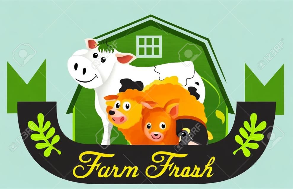 Logo design with farm animals illustration