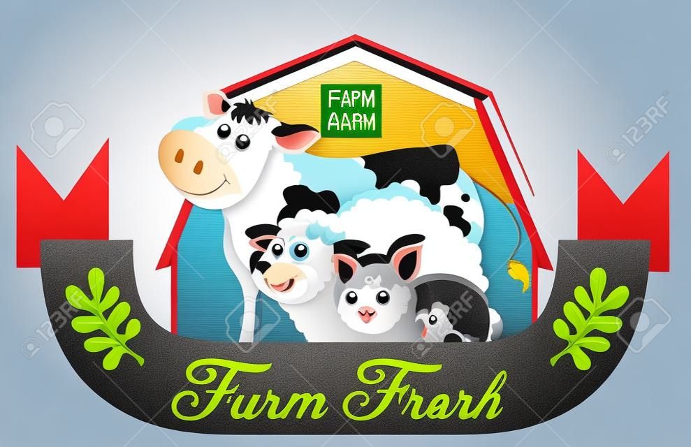 Logo design with farm animals illustration