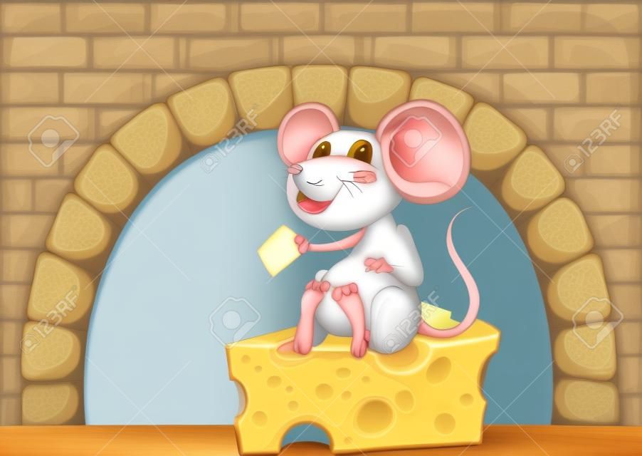 Mysz jedząca ser w domu ilustracja