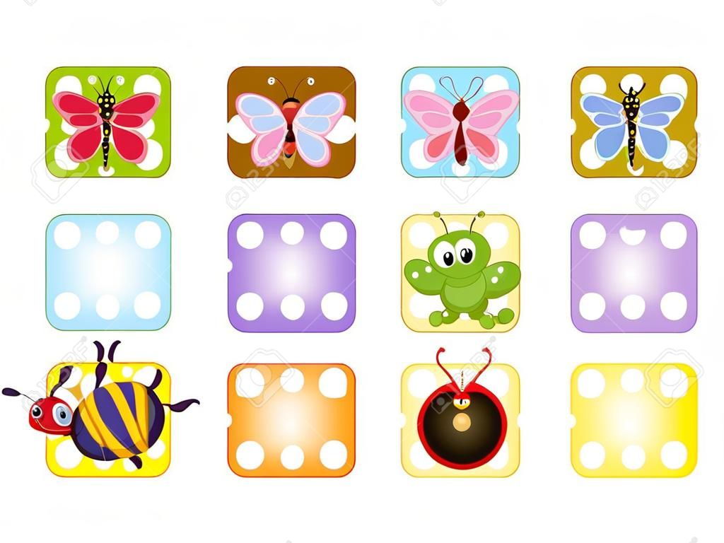 Polkadot labels with many insects illustration