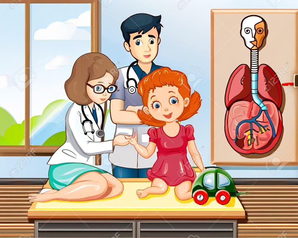 Baby-Check-up mit Arzt-Illustration