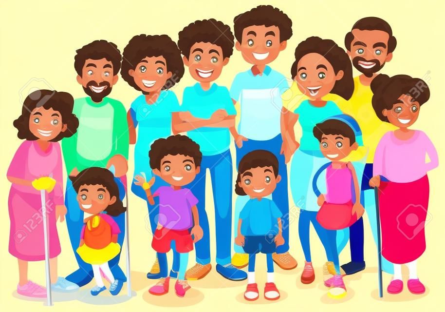Miembros de la familia con niños y todos los parientes ilustración.