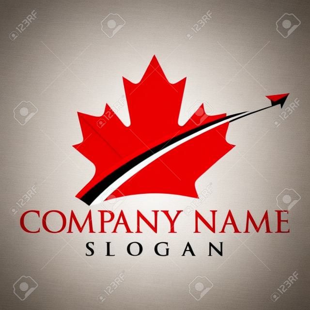 Projektowanie logo podróży Kanada. Projektowanie logo wektor liść klonu.