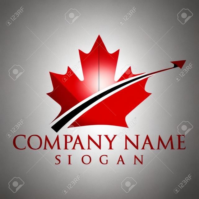 Création de logo de voyage au Canada. Création de logo vectoriel érable feuille.