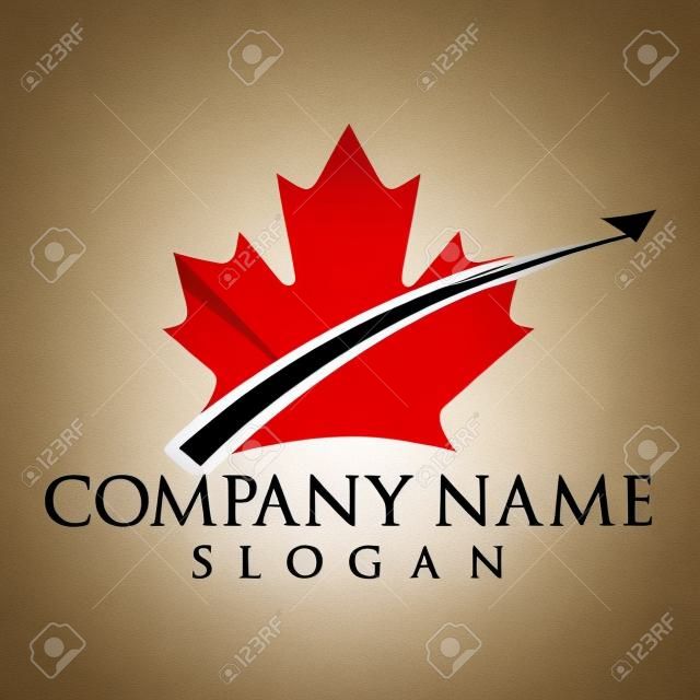 加拿大旅行標誌設計。楓葉矢量標誌設計。